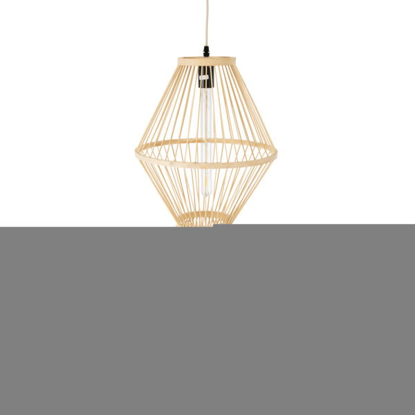 GloboStar® YOSHI 01928 Boho Κρεμαστό Φωτιστικό Πλέγμα Μονόφωτο 1 x E27 IP20 Μπεζ Ξύλο - Μ35 x Π35 x Υ60cm - Image 6