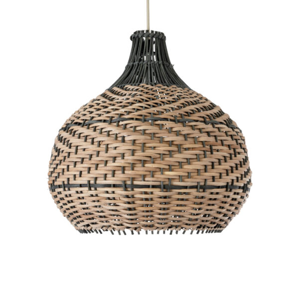 GloboStar® SEYCHELLES 01948 Boho Κρεμαστό Φωτιστικό Καμπάνα Μονόφωτο 1 x E27 IP20 Μπεζ, Χακί & Καφέ Ξύλο - Μ40 x Π40 x Υ40cm - Image 4