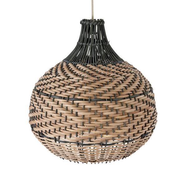 GloboStar® SEYCHELLES 01948 Boho Κρεμαστό Φωτιστικό Καμπάνα Μονόφωτο 1 x E27 IP20 Μπεζ, Χακί & Καφέ Ξύλο - Μ40 x Π40 x Υ40cm - Image 6