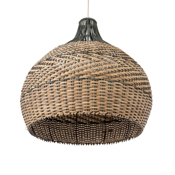 GloboStar® SEYCHELLES 01949 Boho Κρεμαστό Φωτιστικό Καμπάνα Μονόφωτο 1 x E27 IP20 Μπεζ, Καφέ & Χακί Ξύλο - Μ60 x Π60 x Υ60cm - Image 5