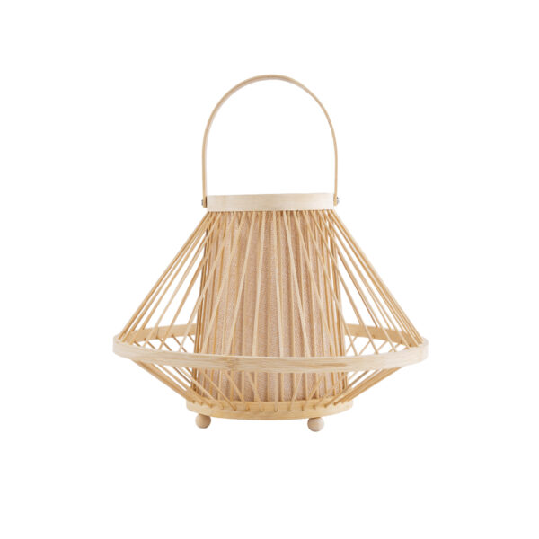 GloboStar® CATHY 02006 Boho Επιτραπέζιο Φωτιστικό Πορτατίφ Μονόφωτο 1 x E27 AC220-240V IP20 - Φ30 x Υ22cm - Μπεζ Ύφασμα με Μπεζ Ξύλινο Μπαμπού Πλέγμα - Image 2