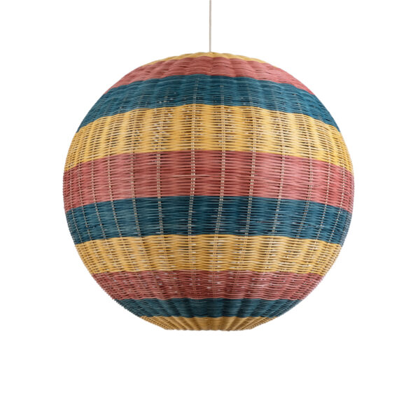 GloboStar® CABALLEROS 02063 Boho Κρεμαστό Φωτιστικό Μπάλα Μονόφωτο 1 x E27 IP20 Πολύχρωμο Ξύλο - Μ70 x Π70 x Υ70cm