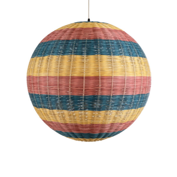 GloboStar® CABALLEROS 02063 Boho Κρεμαστό Φωτιστικό Μπάλα Μονόφωτο 1 x E27 IP20 Πολύχρωμο Ξύλο - Μ70 x Π70 x Υ70cm - Image 4