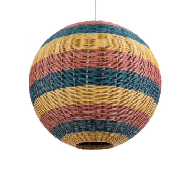 GloboStar® CABALLEROS 02063 Boho Κρεμαστό Φωτιστικό Μπάλα Μονόφωτο 1 x E27 IP20 Πολύχρωμο Ξύλο - Μ70 x Π70 x Υ70cm - Image 5