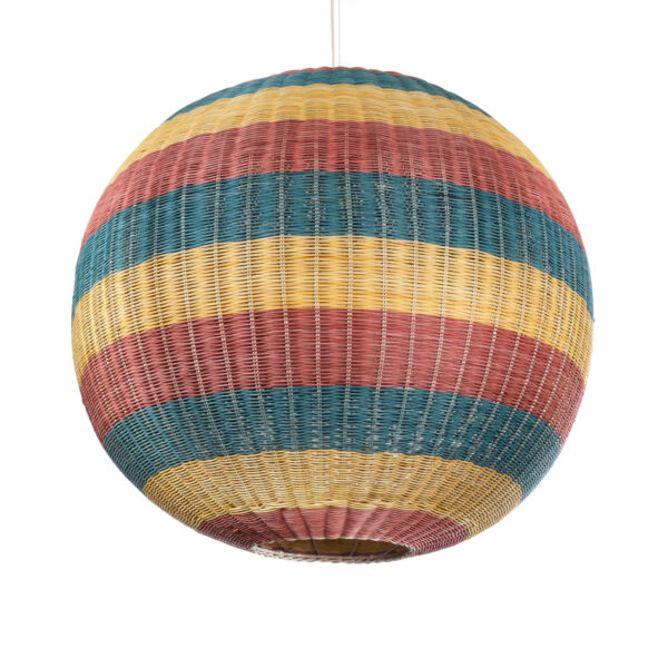 GloboStar® CABALLEROS 02064 Boho Κρεμαστό Φωτιστικό Μπάλα Μονόφωτο 1 x E27 IP20 Πολύχρωμο Ξύλο - Μ100 x Π100 x Υ100cm - Image 5