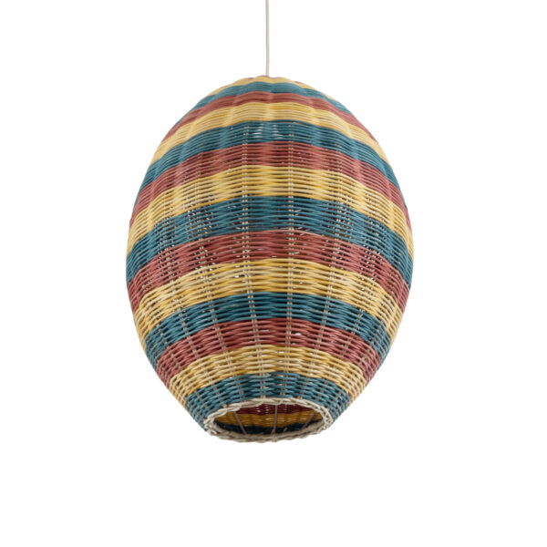 GloboStar® CABALLEROS 02065 Boho Κρεμαστό Φωτιστικό Πλέγμα Μονόφωτο 1 x E27 IP20 Πολύχρωμο Ξύλο - Μ40 x Π40 x Υ50cm - Image 5