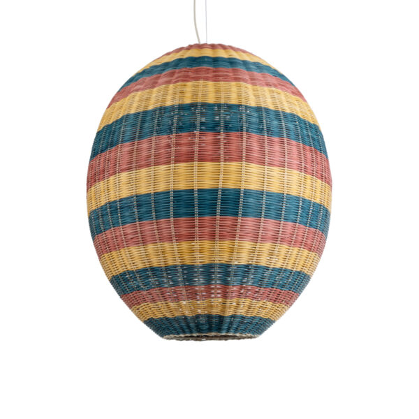 GloboStar® CABALLEROS 02066 Boho Κρεμαστό Φωτιστικό Πλέγμα Μονόφωτο 1 x E27 IP20 Πολύχρωμο Ξύλο - Μ70 x Π70 x Υ80cm