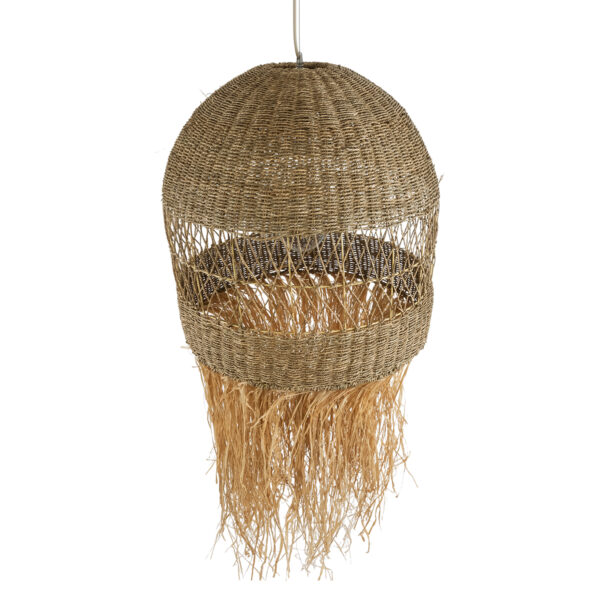 GloboStar® SAINTLUCIA 02161 Boho Κρεμαστό Φωτιστικό Πλεγμα Μονόφωτο 1 x E27 IP20 Μπεζ Ράφια - Μ66 x Π66 x Υ120cm - Image 6