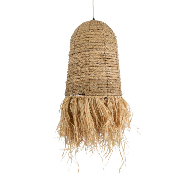 GloboStar® PORTOFERRAIO 02170 Boho Κρεμαστό Φωτιστικό Πλέγμα Μονόφωτο 1 x E27 IP20 Μπεζ Ράφια - Μ30 x Π30 x Υ70cm - Image 4