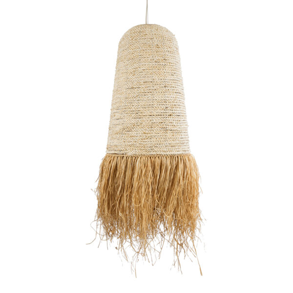 GloboStar® LETA 02171 Boho Κρεμαστό Φωτιστικό Πλέγμα Μονόφωτο 1 x E27 IP20 Μπεζ Ράφια - Μ50 x Π50 x Υ150cm - Image 4