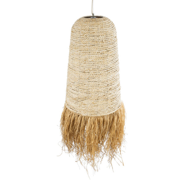 GloboStar® LETA 02171 Boho Κρεμαστό Φωτιστικό Πλέγμα Μονόφωτο 1 x E27 IP20 Μπεζ Ράφια - Μ50 x Π50 x Υ150cm - Image 6