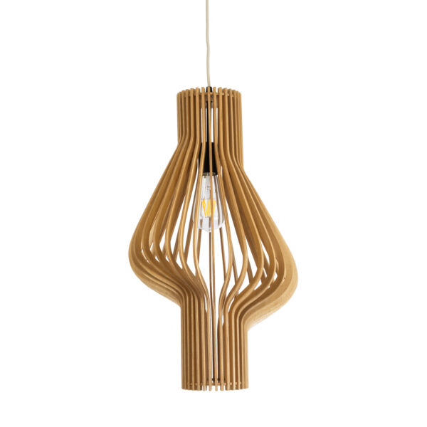 GloboStar® MIHIRO 02172 Boho Κρεμαστό Φωτιστικό Πλέγμα Μονόφωτο 1 x E27 IP20 Μπεζ Ξύλο - Μ32 x Π32 x Υ56cm - Image 4