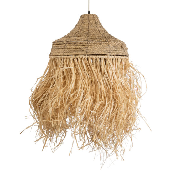 GloboStar® PORTOFERRAIO 02185 Boho Κρεμαστό Φωτιστικό Πλέγμα Μονόφωτο 1 x E27 IP20 Μπεζ Ράφια - Μ50 x Π50 x Υ80cm - Image 4