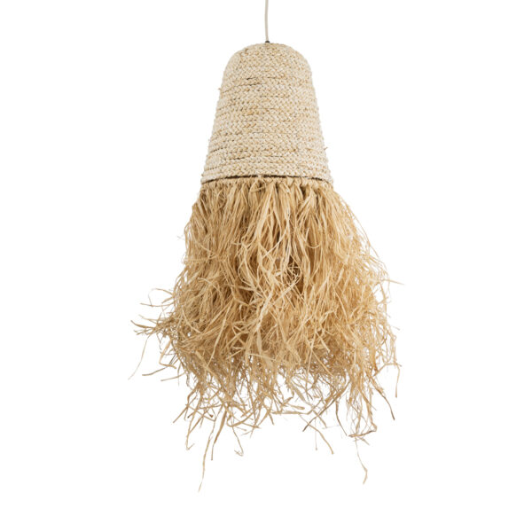 GloboStar® LETA 02189 Boho Κρεμαστό Φωτιστικό Πλέγμα Μονόφωτο 1 x E27 IP20 Μπεζ Ράφια - Μ34 x Π34 x Υ70cm - Image 4