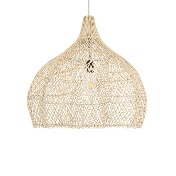 GloboStar® ADEJE 02210 Boho Κρεμαστό Φωτιστικό Πλέγμα Μονόφωτο 1 x E27 IP20 Μπεζ Ξύλο - Μ60 x Π60 x Υ60cm - Image 4