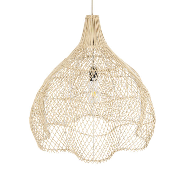 GloboStar® ADEJE 02210 Boho Κρεμαστό Φωτιστικό Πλέγμα Μονόφωτο 1 x E27 IP20 Μπεζ Ξύλο - Μ60 x Π60 x Υ60cm - Image 6