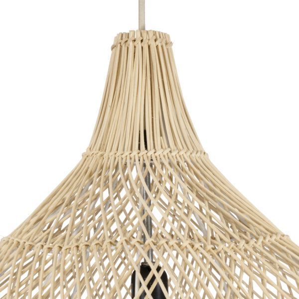 GloboStar® ADEJE 02210 Boho Κρεμαστό Φωτιστικό Πλέγμα Μονόφωτο 1 x E27 IP20 Μπεζ Ξύλο - Μ60 x Π60 x Υ60cm - Image 8