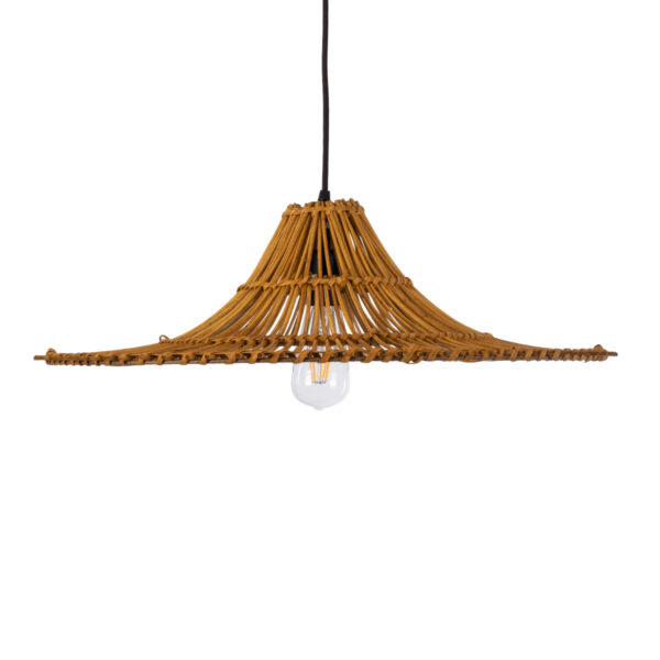 GloboStar® PALERMO 02310 Boho Κρεμαστό Φωτιστικό Πλέγμα Μονόφωτο 1 x E27 IP20 Καφέ Ξύλο - Μ60 x Π60 x Υ18cm - Image 4