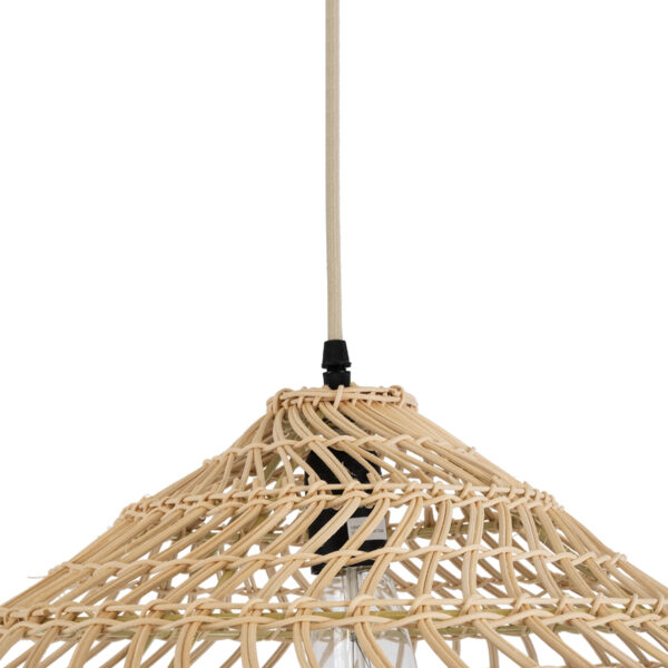 GloboStar® KAIA 02346 Boho Κρεμαστό Φωτιστικό Καμπάνα Μονόφωτο 1 x E27 IP20 Μπεζ Ξύλο - Μ60 x Π60 x Υ20cm - Image 7