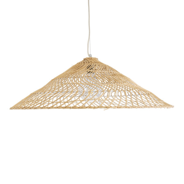 GloboStar® KAIA 02347 Boho Κρεμαστό Φωτιστικό Καμπάνα Μονόφωτο 1 x E27 IP20 Μπεζ Ξύλο - Μ80 x Π80 x Υ26cm - Image 4