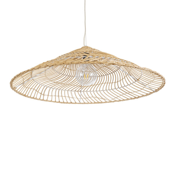 GloboStar® KAIA 02347 Boho Κρεμαστό Φωτιστικό Καμπάνα Μονόφωτο 1 x E27 IP20 Μπεζ Ξύλο - Μ80 x Π80 x Υ26cm - Image 5