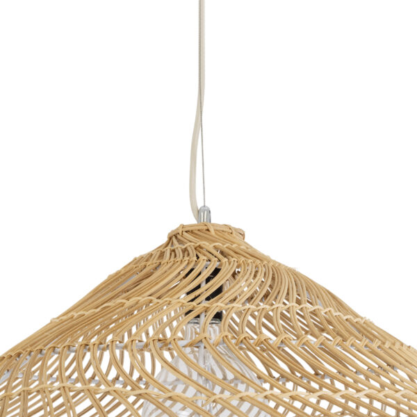 GloboStar® KAIA 02347 Boho Κρεμαστό Φωτιστικό Καμπάνα Μονόφωτο 1 x E27 IP20 Μπεζ Ξύλο - Μ80 x Π80 x Υ26cm - Image 8