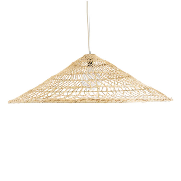 GloboStar® KAIA 02348 Boho Κρεμαστό Φωτιστικό Καμπάνα Μονόφωτο 1 x E27 IP20 Μπεζ Ξύλο - Μ100 x Π100 x Υ30cm - Image 4