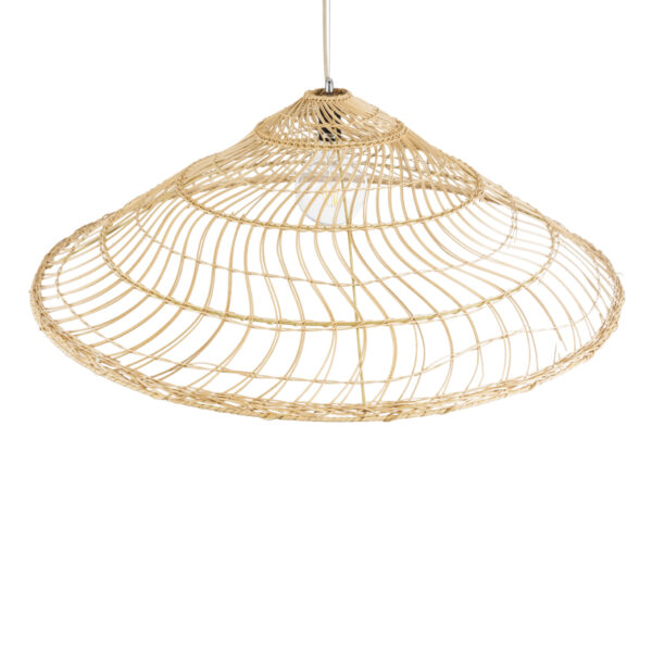 GloboStar® KAIA 02348 Boho Κρεμαστό Φωτιστικό Καμπάνα Μονόφωτο 1 x E27 IP20 Μπεζ Ξύλο - Μ100 x Π100 x Υ30cm - Image 6