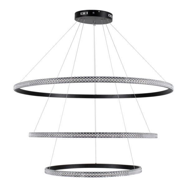 GloboStar® DIAMOND TRIO 61140-DECO Κρεμαστό Φωτιστικό Δαχτυλίδι-Κύκλος LED CCT 150W 18379lm 360° AC 220-240V - Εναλλαγή Φωτισμού μέσω Τηλεχειριστηρίου All In One Ψυχρό 6000k+Φυσικό 4500k+Θερμό 2700k Dimmable Φ60+80+100cm - Μαύρο - 3 Years Warranty - Image 5