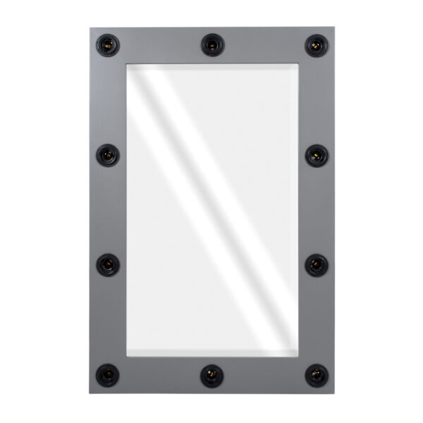 GloboStar® MAKEUP MIRROR-60x90-6 Μοντέρνος Καθρέπτης Μακιγιάζ με Πλαίσιο Φυσικού Ξύλου με Διακόπτη On/Off 10 x E27 AC220-240V - Μ60 x Π7 x Υ90cm - Γκρι Ανθρακί - Image 3