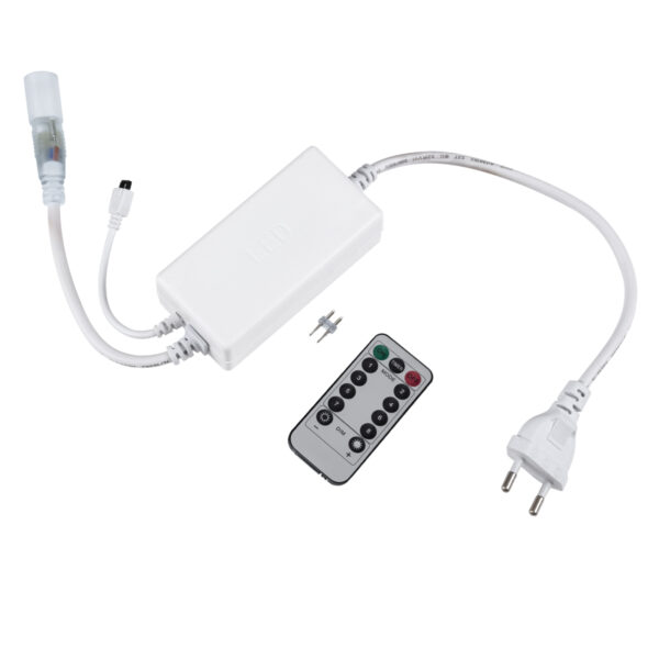 GloboStar® 70666 Controller Αδιάβροχος IP44 AC/DC 230V με Ασύρματο Χειριστήριο RF για έως 100 μέτρα Μονόχρωμου Φωτοσωλήνα LED Μ9 x Π5 x Υ3cm - 2 Χρόνια Εγγύηση