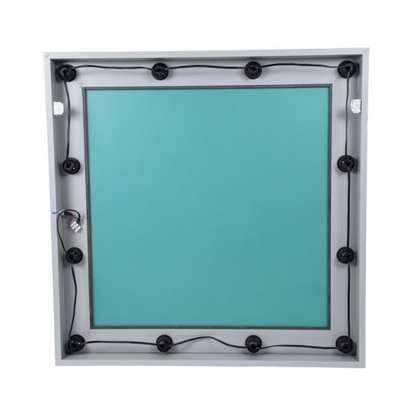 GloboStar® MAKEUP MIRROR-80x80-3 Μοντέρνος Καθρέπτης Μακιγιάζ με Πλαίσιο Φυσικού Ξύλου με Διακόπτη On/Off 12 x E27 AC220-240V - Μ80 x Π7 x Υ80cm - Γκρι Τσιμέντου - Image 6