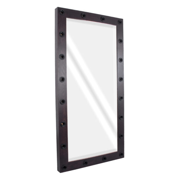 GloboStar® MAKEUP MIRROR-160x80-2 Μοντέρνος Καθρέπτης Μακιγιάζ με Πλαίσιο Φυσικού Ξύλου με Διακόπτη On/Off 20 x E27 AC220-240V - Μ80 x Π7 x Υ160cm - Καφέ Wenge - Image 4