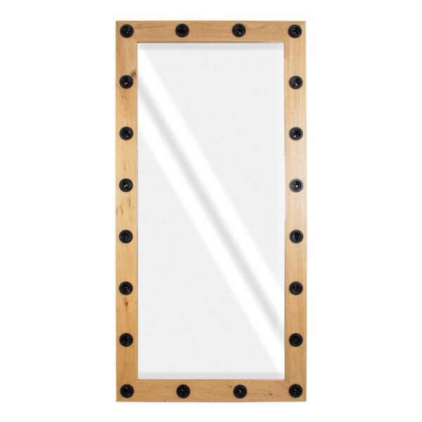 GloboStar® MAKEUP MIRROR-160x80-1 Μοντέρνος Καθρέπτης Μακιγιάζ με Πλαίσιο Φυσικού Ξύλου με Διακόπτη On/Off 20 x E27 AC220-240V - Μ80 x Π7 x Υ160cm - Μπεζ Δρυς - Image 3