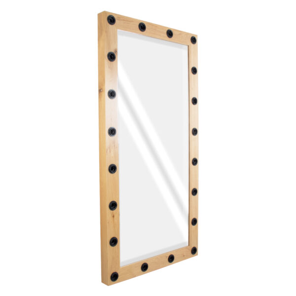 GloboStar® MAKEUP MIRROR-160x80-1 Μοντέρνος Καθρέπτης Μακιγιάζ με Πλαίσιο Φυσικού Ξύλου με Διακόπτη On/Off 20 x E27 AC220-240V - Μ80 x Π7 x Υ160cm - Μπεζ Δρυς - Image 4