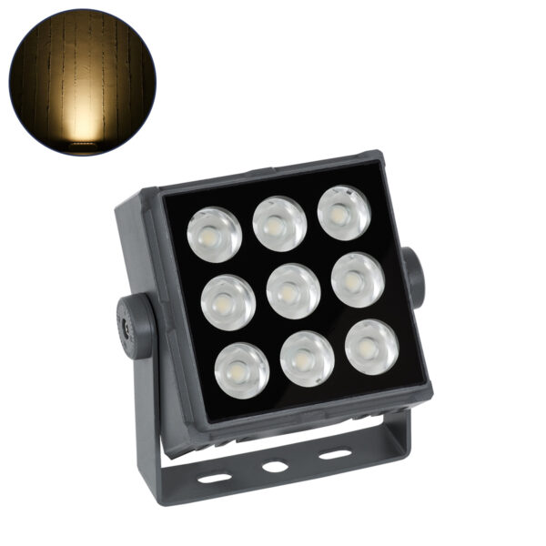 GloboStar® FLOOD-TINY 90368 Προβολέας Wall Washer για Φωτισμό Κτιρίων LED 27W 2430lm 3° DC 24V Αδιάβροχο IP65 Μ13.8 x Π16.4 x Υ7cm Θερμό Λευκό 2700K - Γκρι Ανθρακί - 3 Χρόνια Εγγύηση