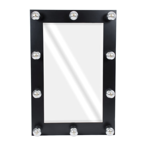 GloboStar® MAKEUP MIRROR-60x90-5 Μοντέρνος Καθρέπτης Μακιγιάζ με Πλαίσιο Φυσικού Ξύλου με Διακόπτη On/Off 10 x E27 AC220-240V - Μ60 x Π7 x Υ90cm - Μαύρος Έβενος - Image 2