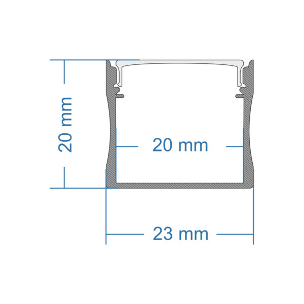 GloboStar® SURFACE-PROFILE 70868-1M Προφίλ Αλουμινίου - Βάση & Ψύκτρα Ταινίας LED με Λευκό Γαλακτερό Κάλυμμα - Επιφανειακή Χρήση - Πατητό Κάλυμμα - Λευκό - 1 Μέτρο - Μ100 x Π2.3 x Υ2cm - Image 7