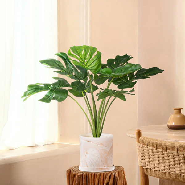 GloboStar® Artificial Garden MONSTERA PLANT 20000 - Τεχνητό Διακοσμητικό Φυτό Μονστέρα Υ50cm - Image 4