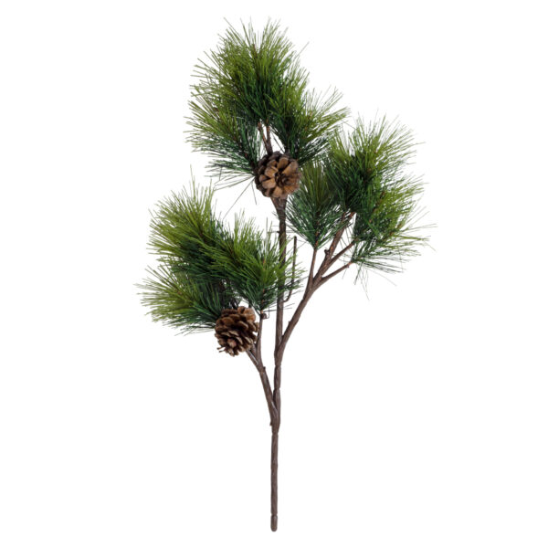 GloboStar® Artificial Garden PINUS MASSONIANA BRANCH 20217 Τεχνητό Διακοσμητικό Κλαδί Πεύκου με Κουκουνάρια Π30 x Υ35cm