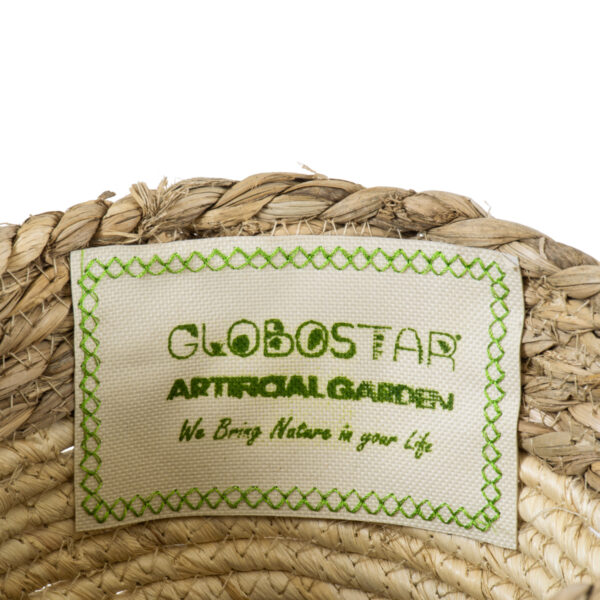 GloboStar® Artificial Garden KYTHIRA 20272 Διακοσμητικό Πλεκτό Καλάθι - Κασπώ Γλάστρα - Flower Pot Μπεζ με Λευκό Φ18cm x Υ15cm - Image 5