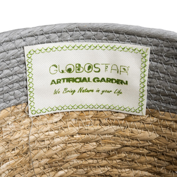 GloboStar® Artificial Garden SYROS 20282 Διακοσμητικό Πλεκτό Καλάθι - Κασπώ Γλάστρα - Flower Pot Μπεζ με Γκρι Φ25 x Υ22cm - Image 6