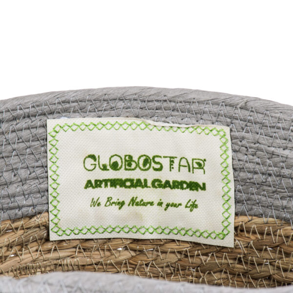 GloboStar® Artificial Garden SYROS 20283 Διακοσμητικό Πλεκτό Καλάθι - Κασπώ Γλάστρα - Flower Pot Μπεζ με Γκρι Φ28cm x Υ24cm - Image 5