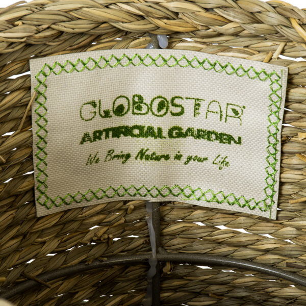 GloboStar® Artificial Garden THASSOS 20293 Διακοσμητικό Πλεκτό Καλάθι - Κασπώ Γλάστρα - Flower Pot Μπεζ με Καφέ Φ20cm x Υ22cm - Image 5