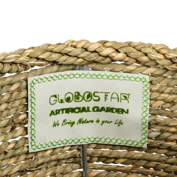 GloboStar® Artificial Garden THASSOS 20294 Διακοσμητικό Πλεκτό Καλάθι - Κασπώ Γλάστρα - Flower Pot Μπεζ με Καφέ Φ26cm x Υ24cm - Image 5