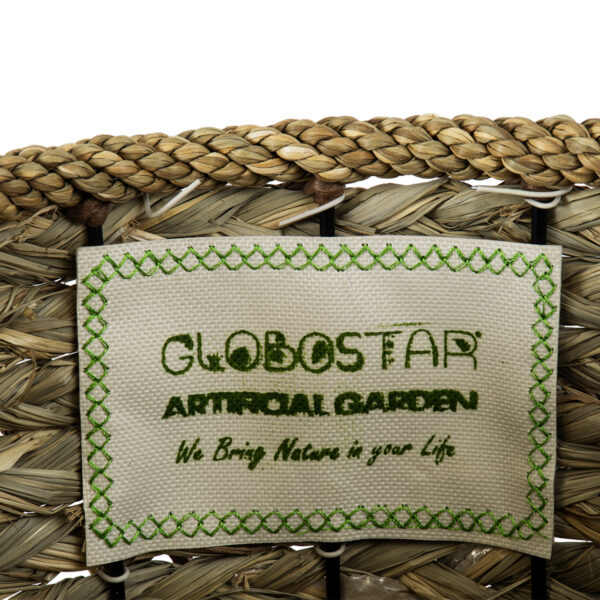 GloboStar® Artificial Garden SAMOS 20303 Διακοσμητικό Πλεκτό Καλάθι - Κασπώ Γλάστρα - Flower Pot Μπεζ με Καφέ Φ22cm x Υ34cm - Image 8