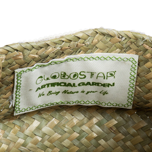 GloboStar® Artificial Garden MILOS 20306 Διακοσμητικό Ψάθινο Καλάθι - Κασπώ Γλάστρα - Flower Pot Μπεζ με Μακραμέ Φ17cm x Υ23cm - Image 6