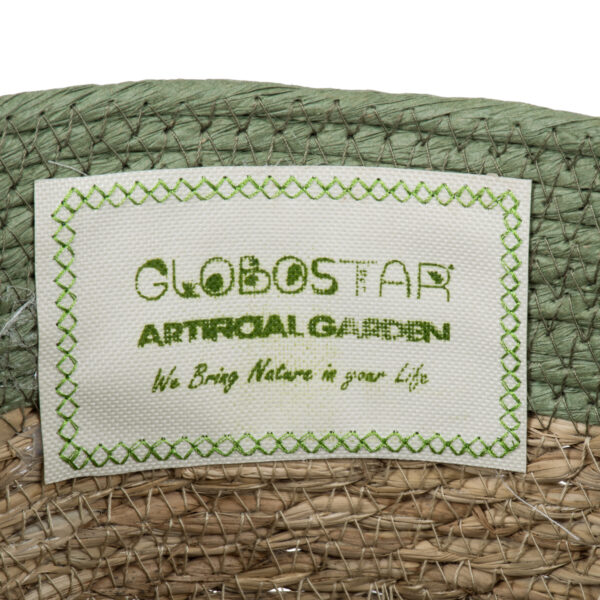 GloboStar® Artificial Garden SERIFOS 20326 Διακοσμητικό Πλεκτό Καλάθι - Κασπώ Γλάστρα - Flower Pot Μπεζ με Κυπαρισσί Φ25cm x Υ22cm - Image 6