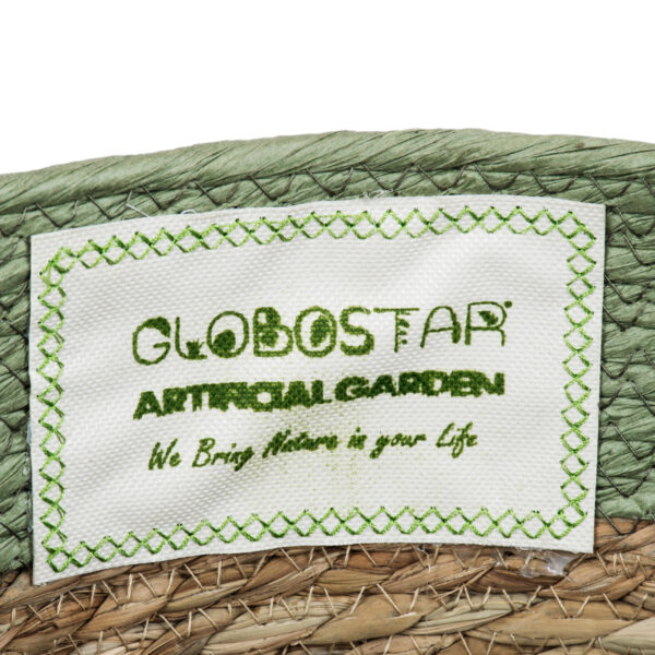 GloboStar® Artificial Garden SERIFOS 20328 Διακοσμητικό Πλεκτό Καλάθι - Κασπώ Γλάστρα - Flower Pot Μπεζ με Κυπαρισσί Φ32cm x Υ28cm - Image 7