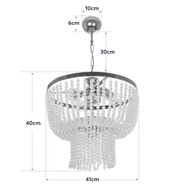 GloboStar® CRYSTAL 203-0028 Κλασικό Κρεμαστό Φωτιστικό Κρύσταλλα Τρίφωτο 3 x E27 IP20 Χρυσό Μέταλλο με Διάφανο Κρύσταλλο - Μ41 x Π41 x Υ40cm - Image 10